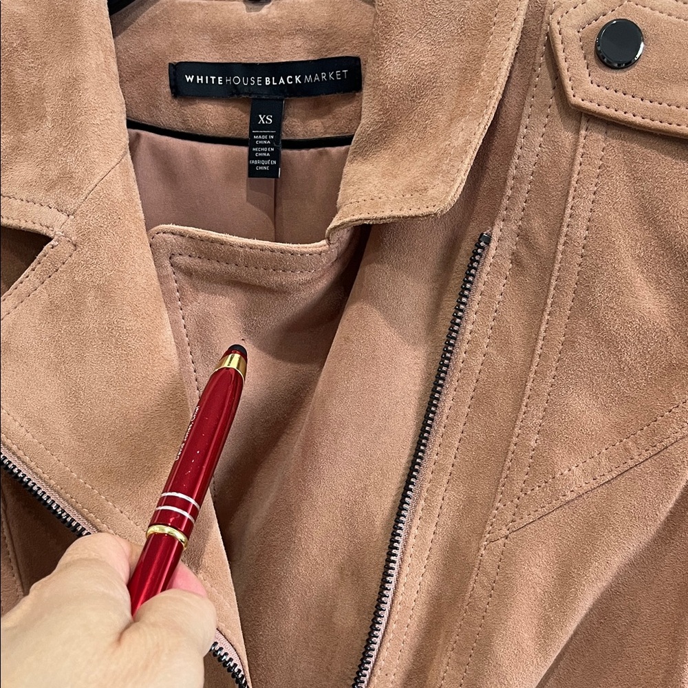Genuine Leather White House Black Market Camel Suede Moto Jacket, Size XS - Picture 11 of 16